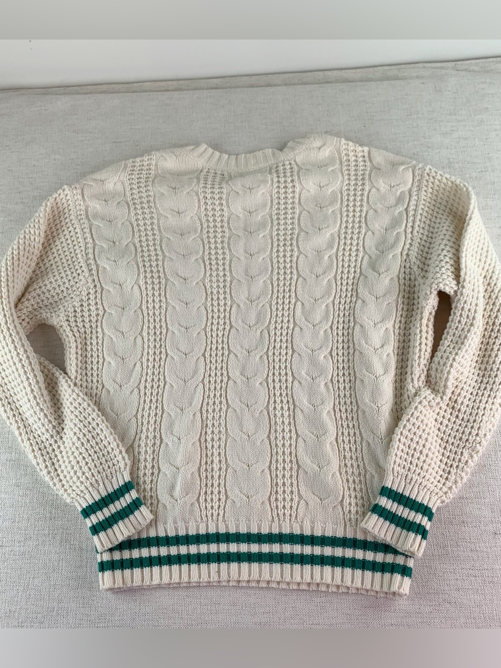 American Eagle Outfitters women's long sleeve Cream Cable Knit Sweater size S - Picture 7 of 9